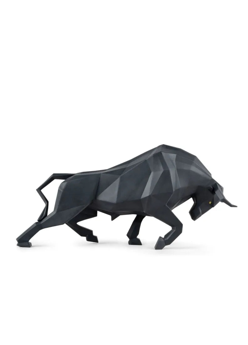 Bull Sculpture. Black Matte