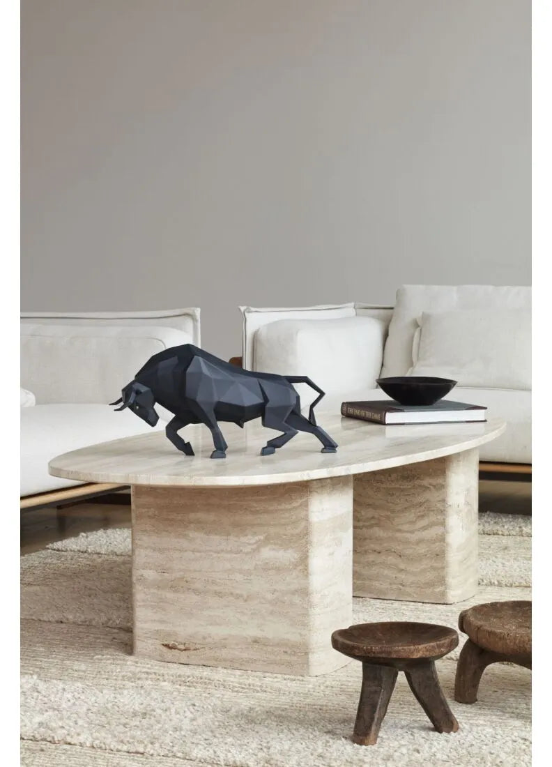 Bull Sculpture. Black Matte