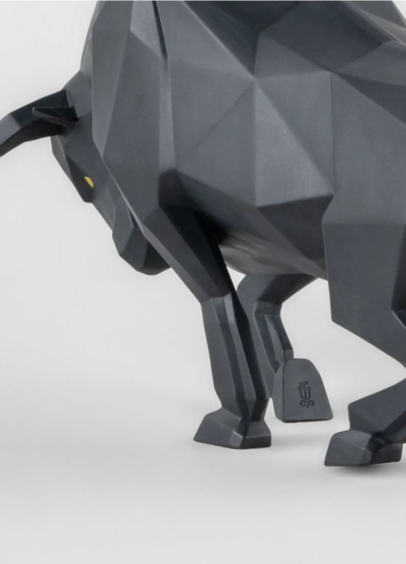 Bull Sculpture. Black Matte