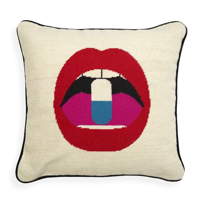 Full dose lips needlepoint pillow