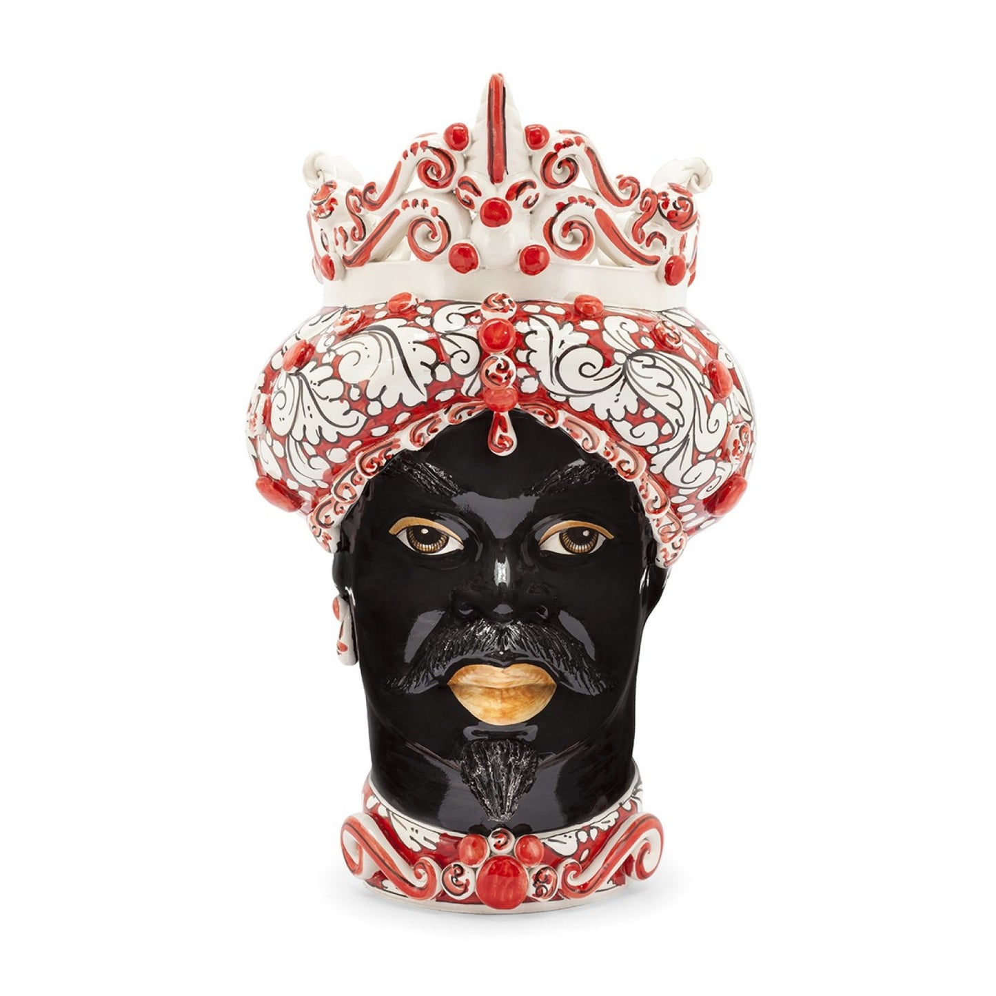 Sicilian Ceramic Vase, red/man