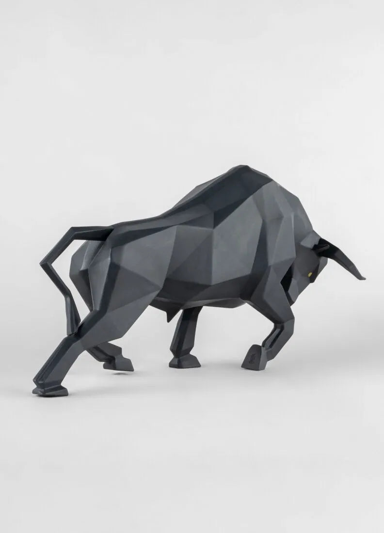 Bull Sculpture, Black Matte