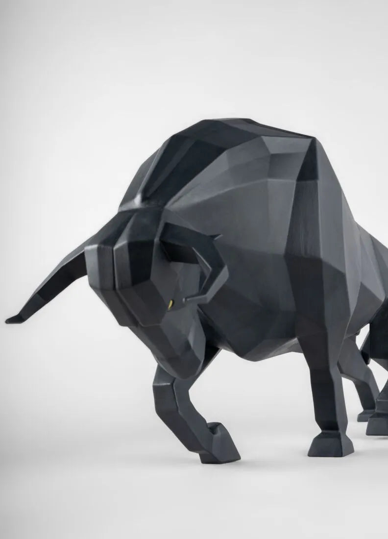 Bull Sculpture, Black Matte