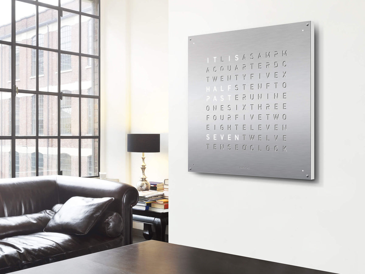 QLOCKTWO Earth 90 – Stainless Steel